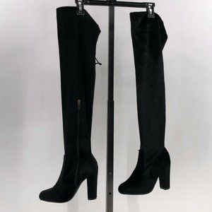 bamboo black velvet over the knee boots womens 6